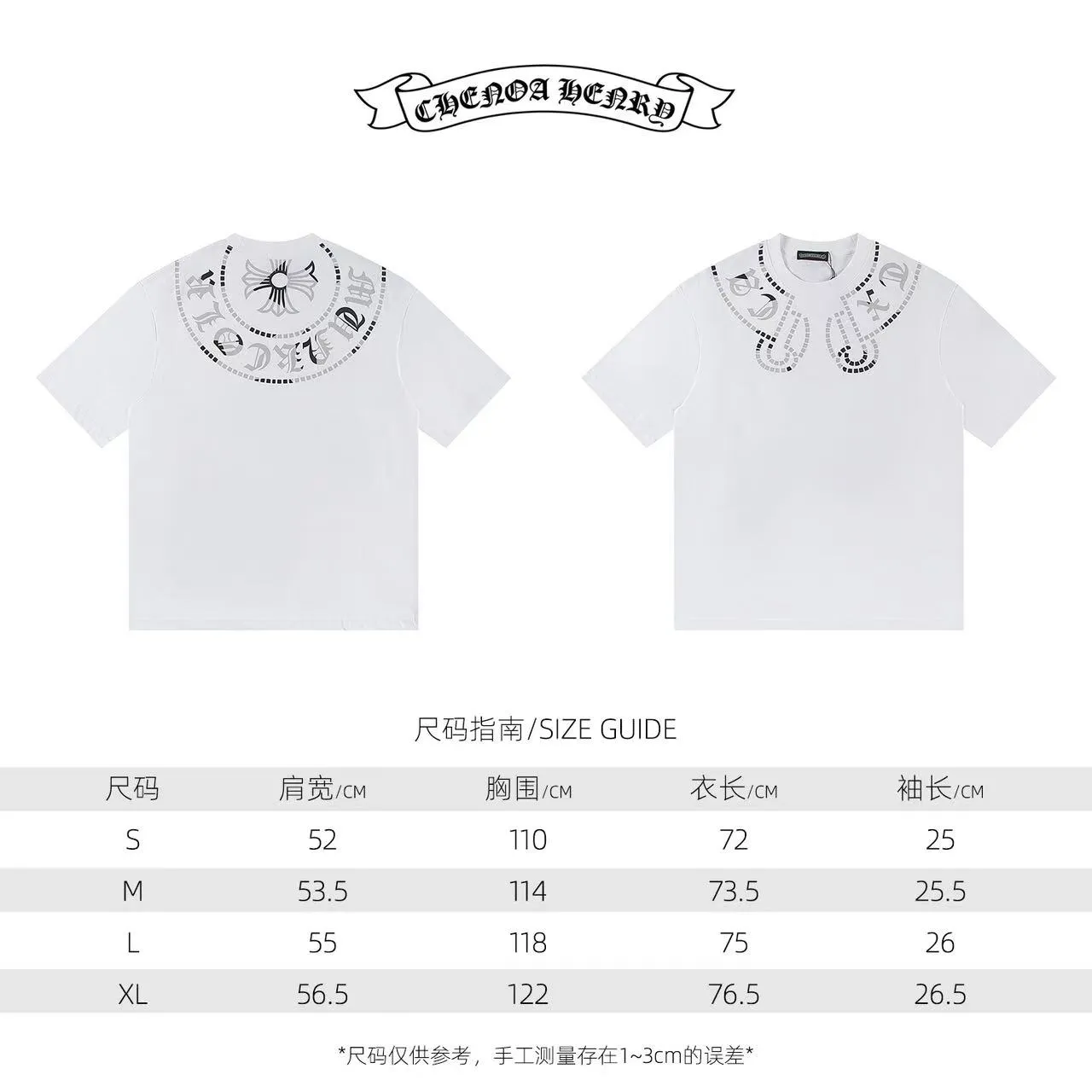 🅿️146 Style: 2025 new Croix Heart short-sleeved T-shirt Material: High version 300g double yarn combed cotton Size: S～XL Color: White Style number: Z1014